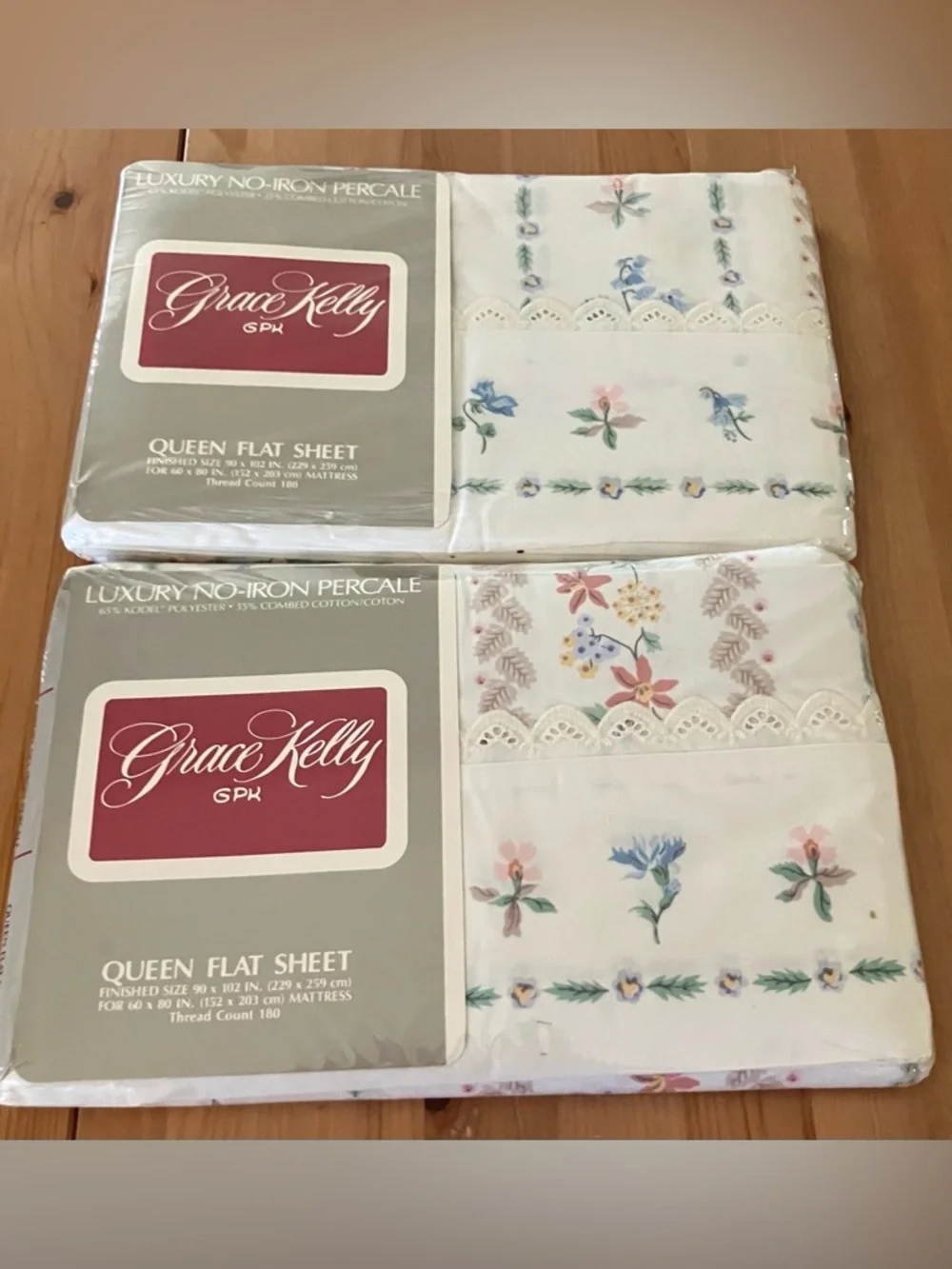 NEW Grace Kelly GPK Lot of 2 Queen Flat Sheets- Vintage No Iron Percale